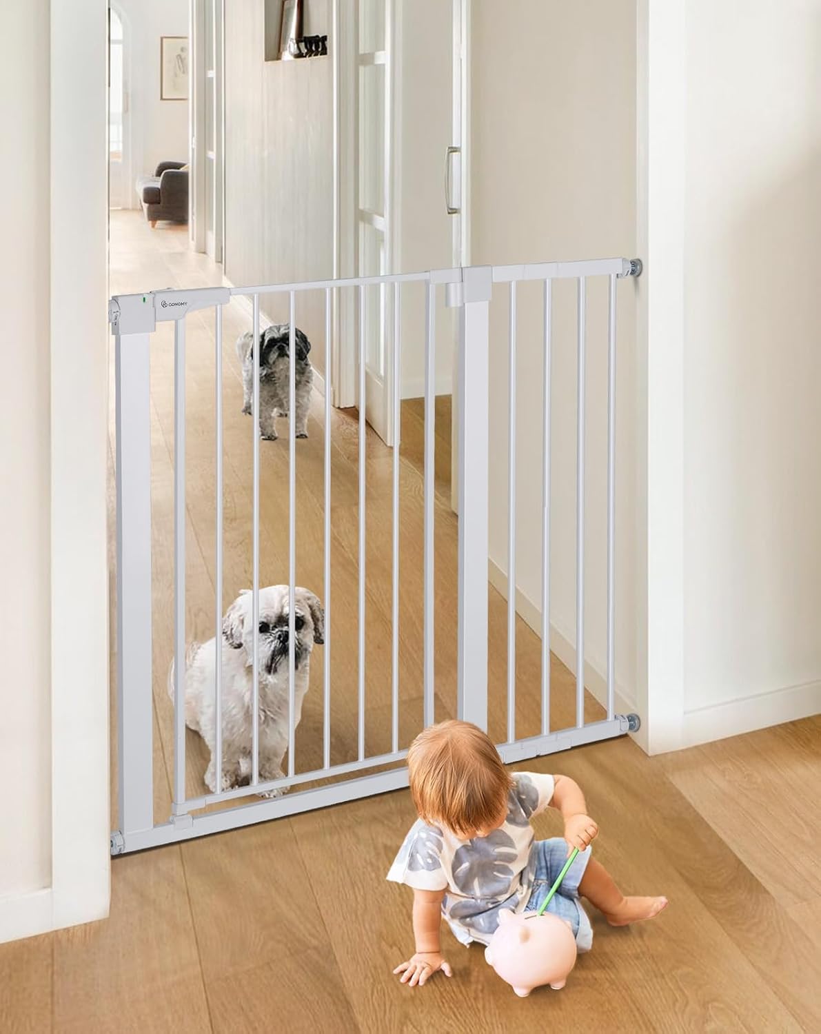 COMOMY 36" Extra Tall Baby Gate for Stairs, Fits 29.5" to 43.3" Openings