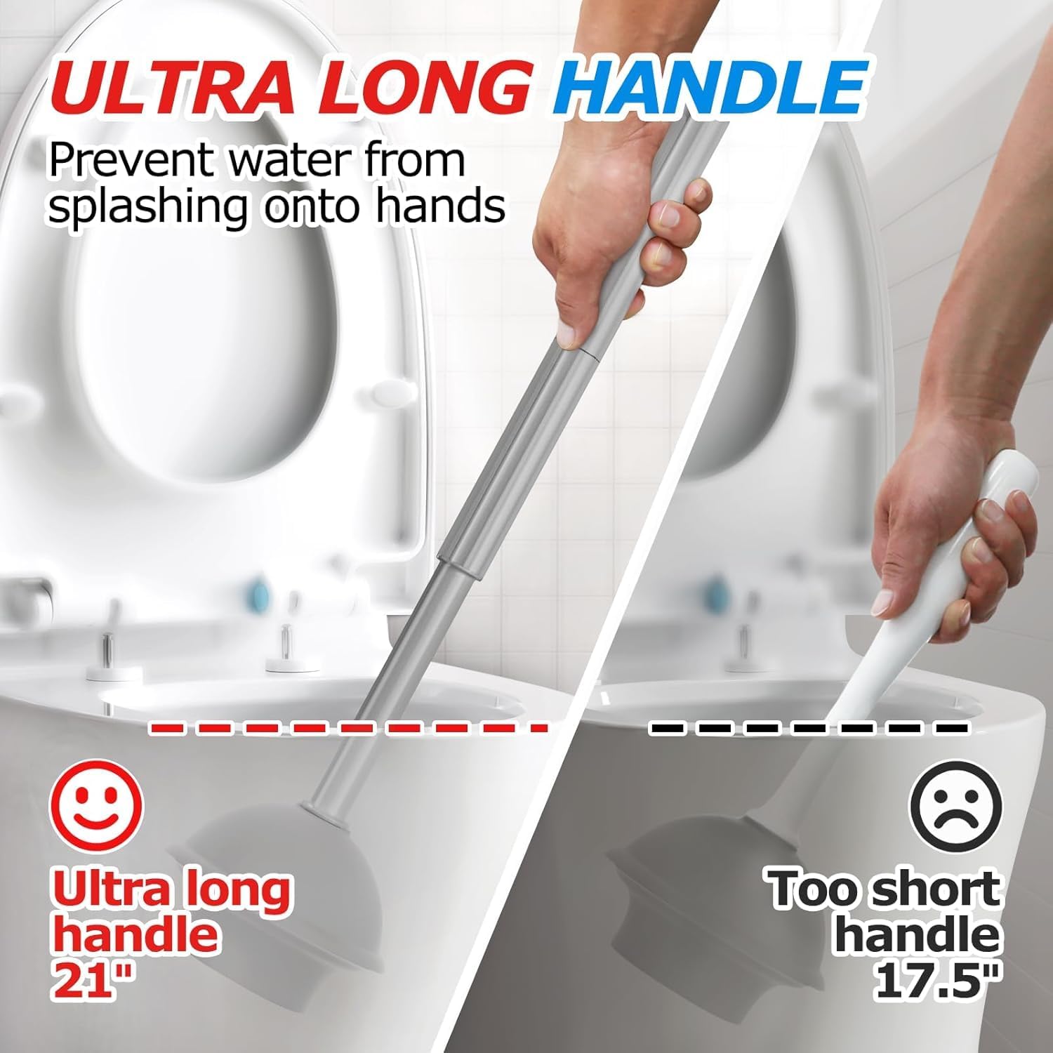 FORASTO 2Pack 3in1 Toilet Brush and Plunger Set - Bathroom Bowl Holder Kit