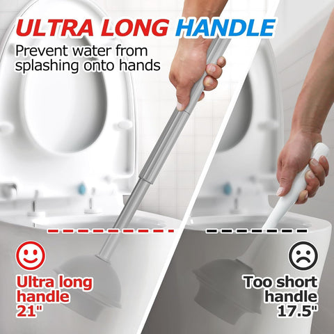 FORASTO 2Pack 3in1 Toilet Brush and Plunger Set - Bathroom Bowl Holder Kit