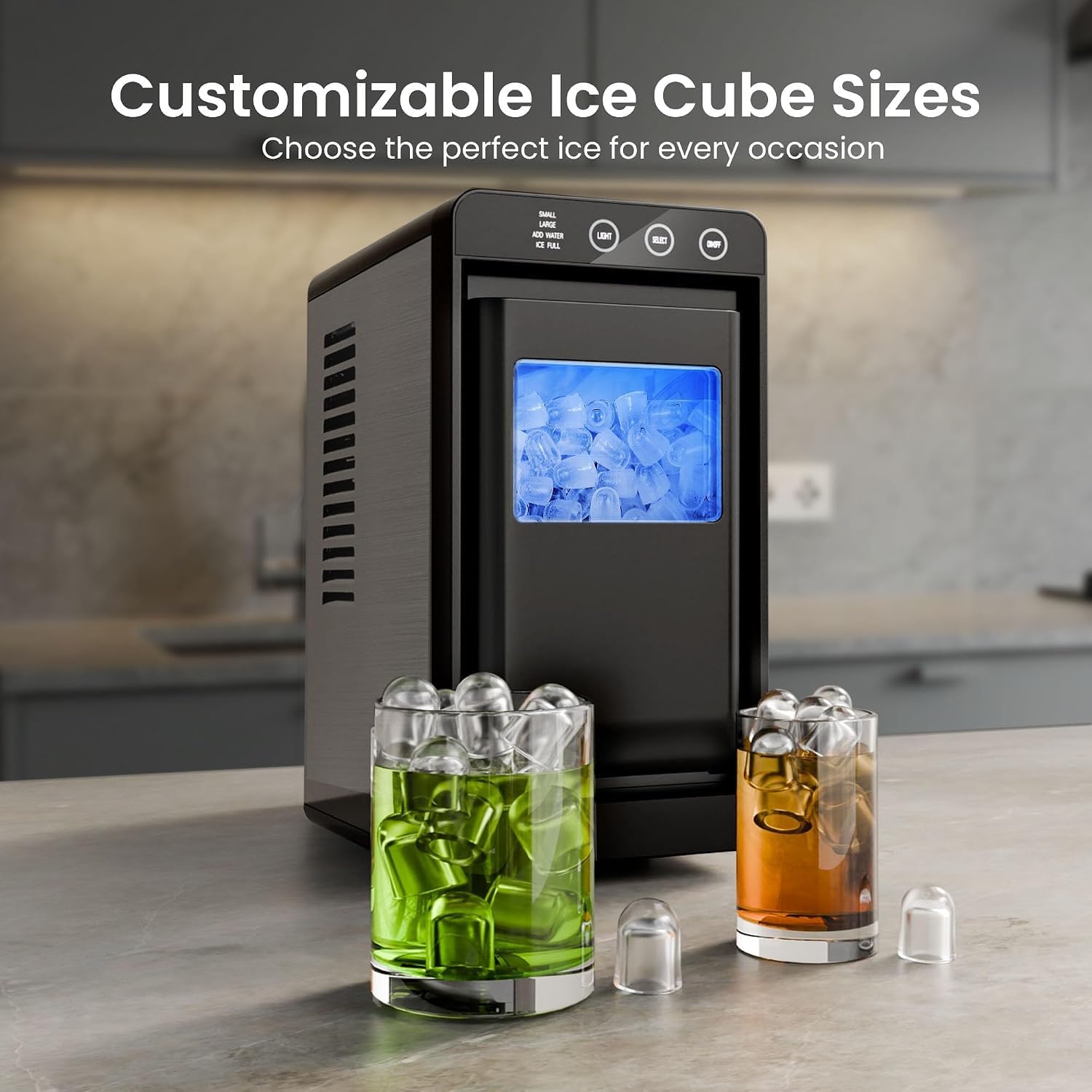 Kismile Portable Countertop Ice Maker, 26lbs/Day, Self-Cleaning, Black