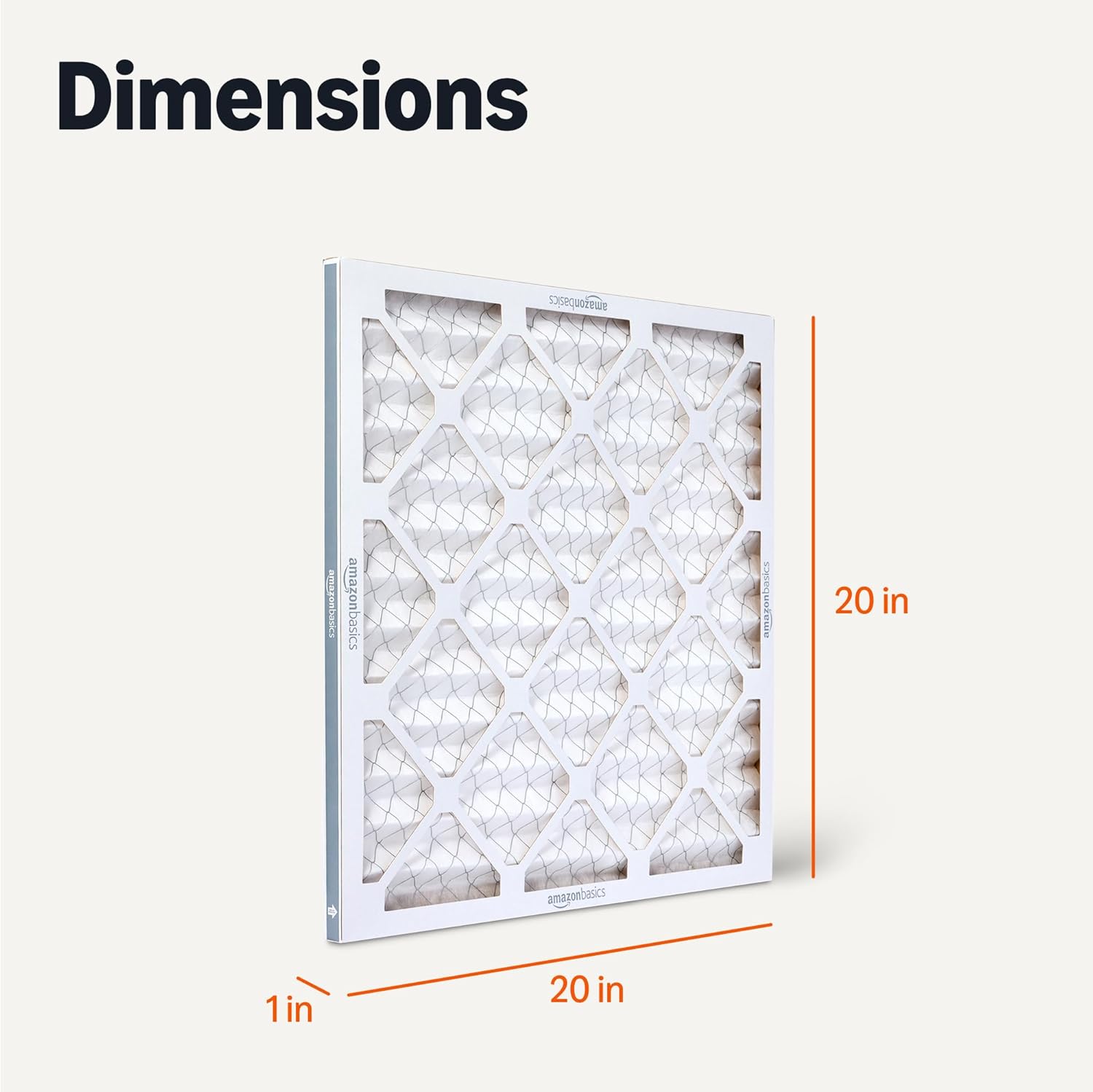Amazon Basics MERV 5 AC Furnace Air Filter, 20x20x1 inches, 6-Pack (Actual size: 19.75" x 19.75" x 0.75")