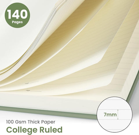 Taja Lined Spiral Notebook for Work, 5.7"x7.9" Spiral Journal College Ruled