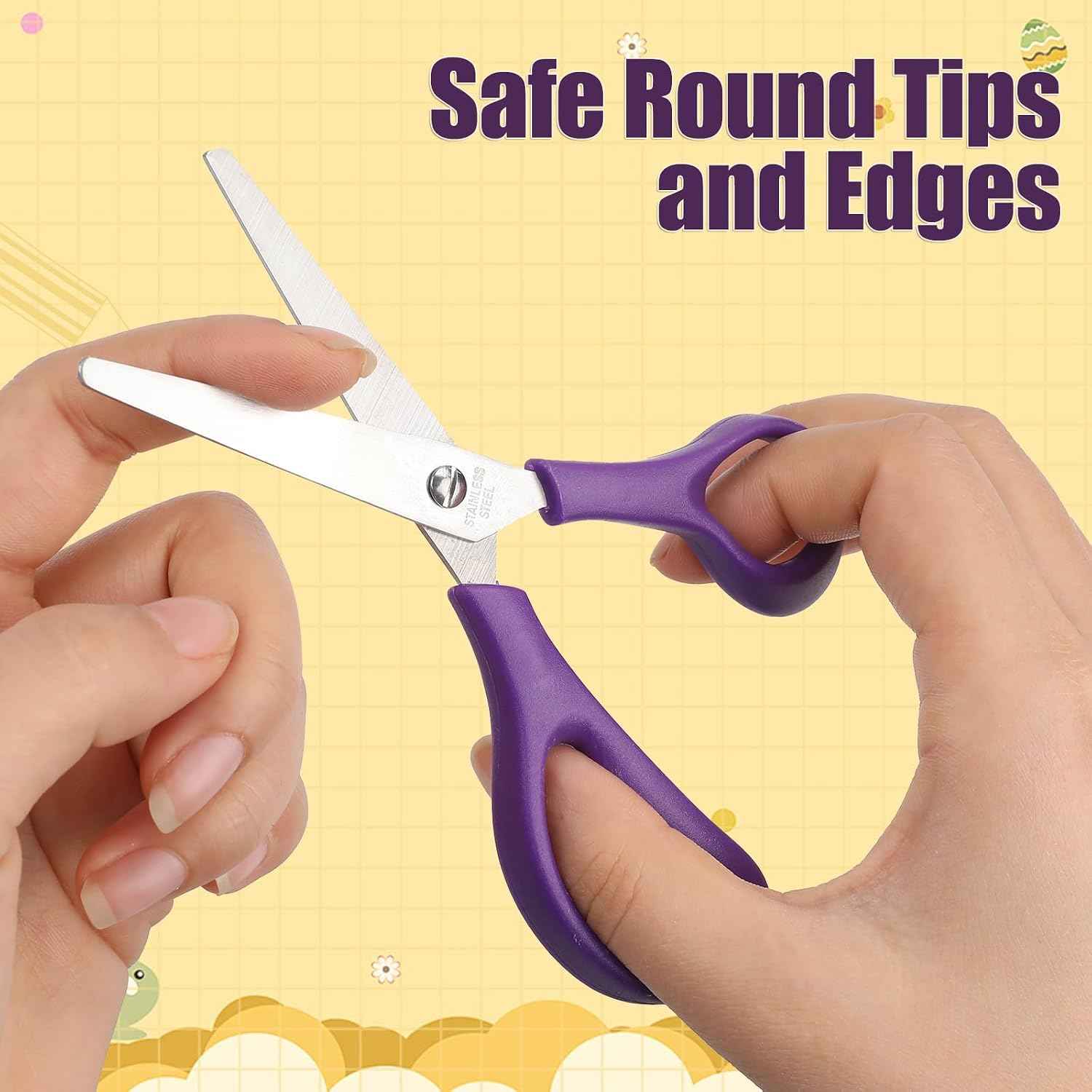 BURVAGY 12 Pack 5.5" Kids Scissors Safety Small Child Scissors for School