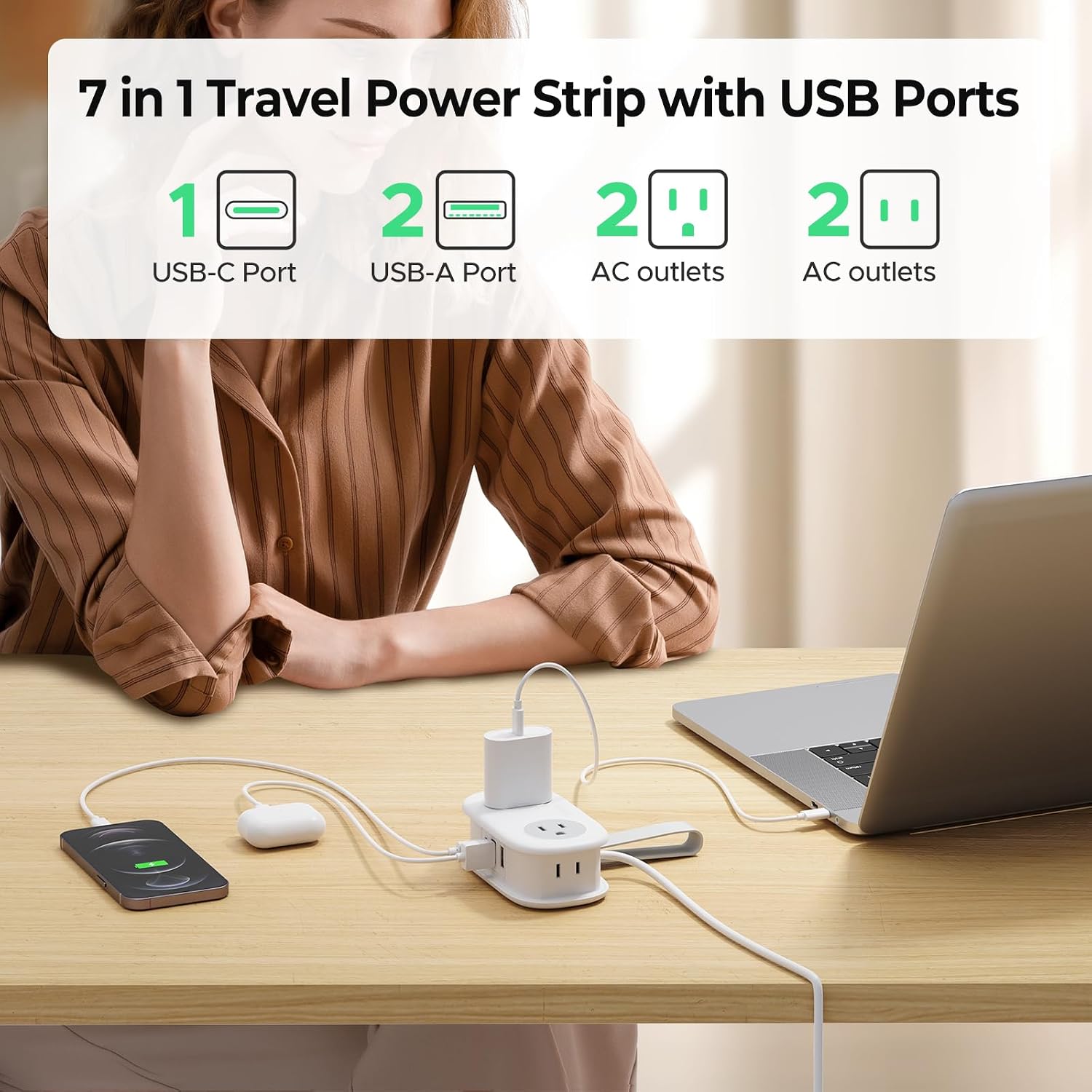 ORICO Cruise Approved Travel Power Strip, 4FT Wrap-Around Extension Cord