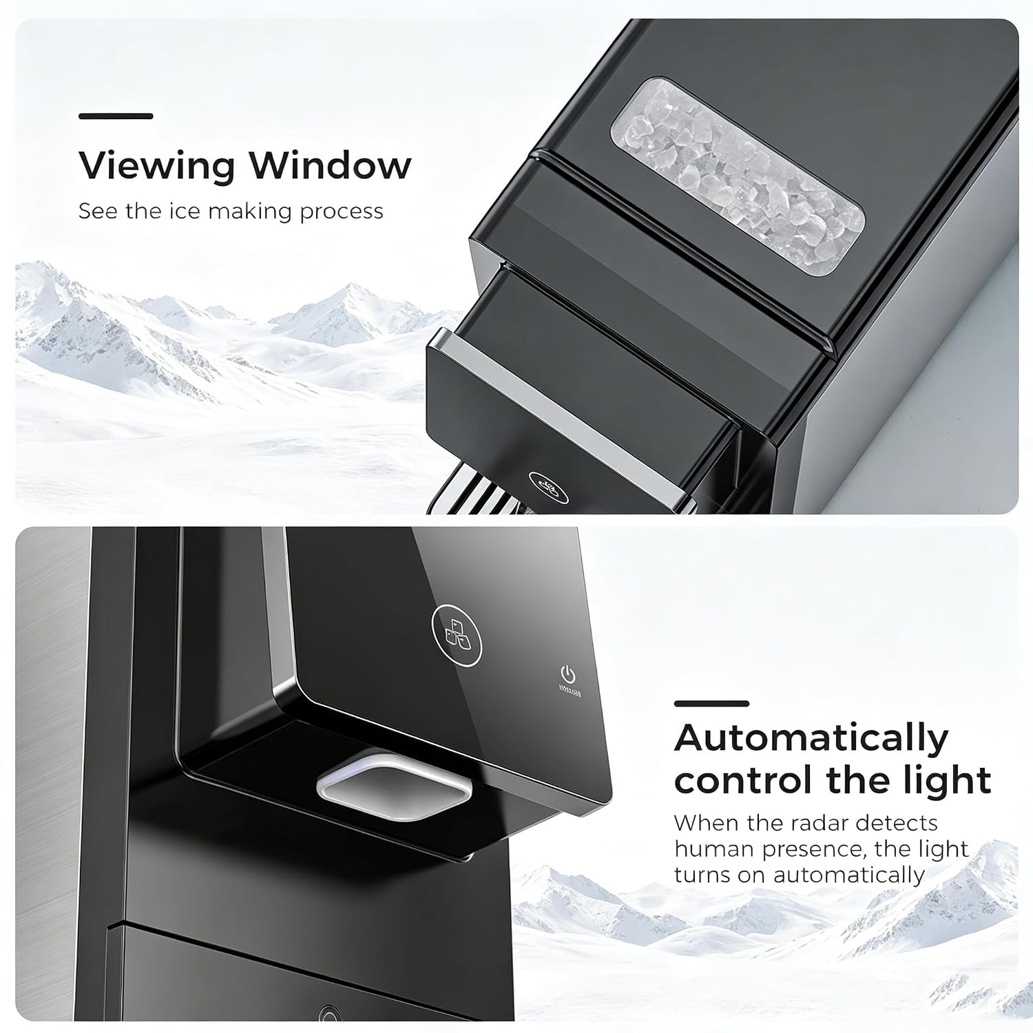COWSAR Nugget Countertop Ice Maker, Automatic Ice Dispenser, 33 lbs/Day Chewable Pellet Ice Machine with Self-Cleaning & Measured Dispensing, Portable Ice Maker for Home, Kitchen, Office