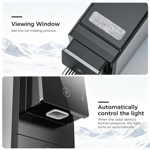 COWSAR Nugget Countertop Ice Maker, Automatic Ice Dispenser, 33 lbs/Day Chewable Pellet Ice Machine with Self-Cleaning & Measured Dispensing, Portable Ice Maker for Home, Kitchen, Office