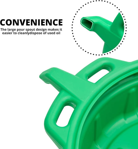 NEIKO 20761A 4 Gallon (16L) Anti-Splash Drain Container with Non-Spill Pour Spout, Heavy-Duty Plastic Drip Catcher for Vehicle Fluid Changes, Antifreeze Green