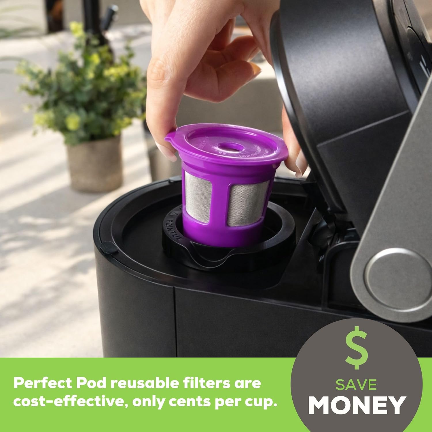 Perfect Pod Café Save Reusable Coffee Pod Filter Cups and EZ-Scoop, 6 Pack