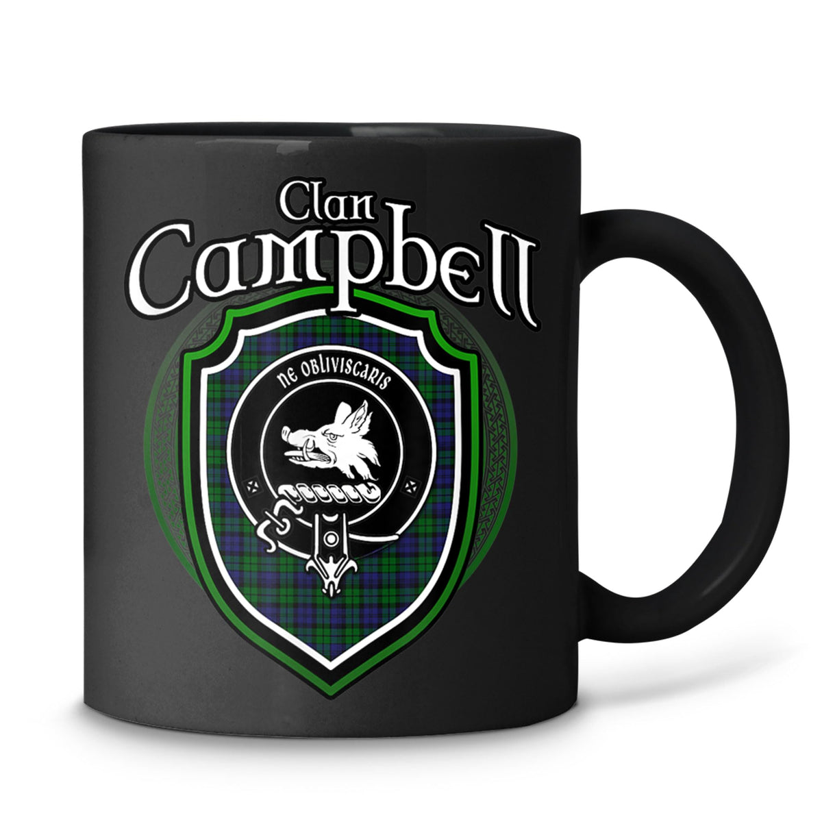 Tuantuyetvoi Campbell Clan Crest | Scottish Clan Campbell Family Badge Cups Black Coffee Mug 11oz