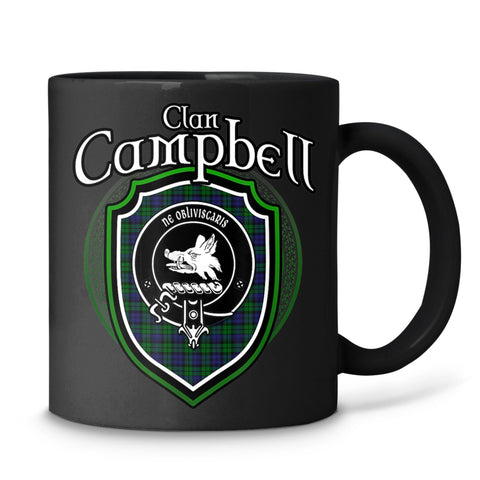 Tuantuyetvoi Campbell Clan Crest | Scottish Clan Campbell Family Badge Cups Black Coffee Mug 11oz