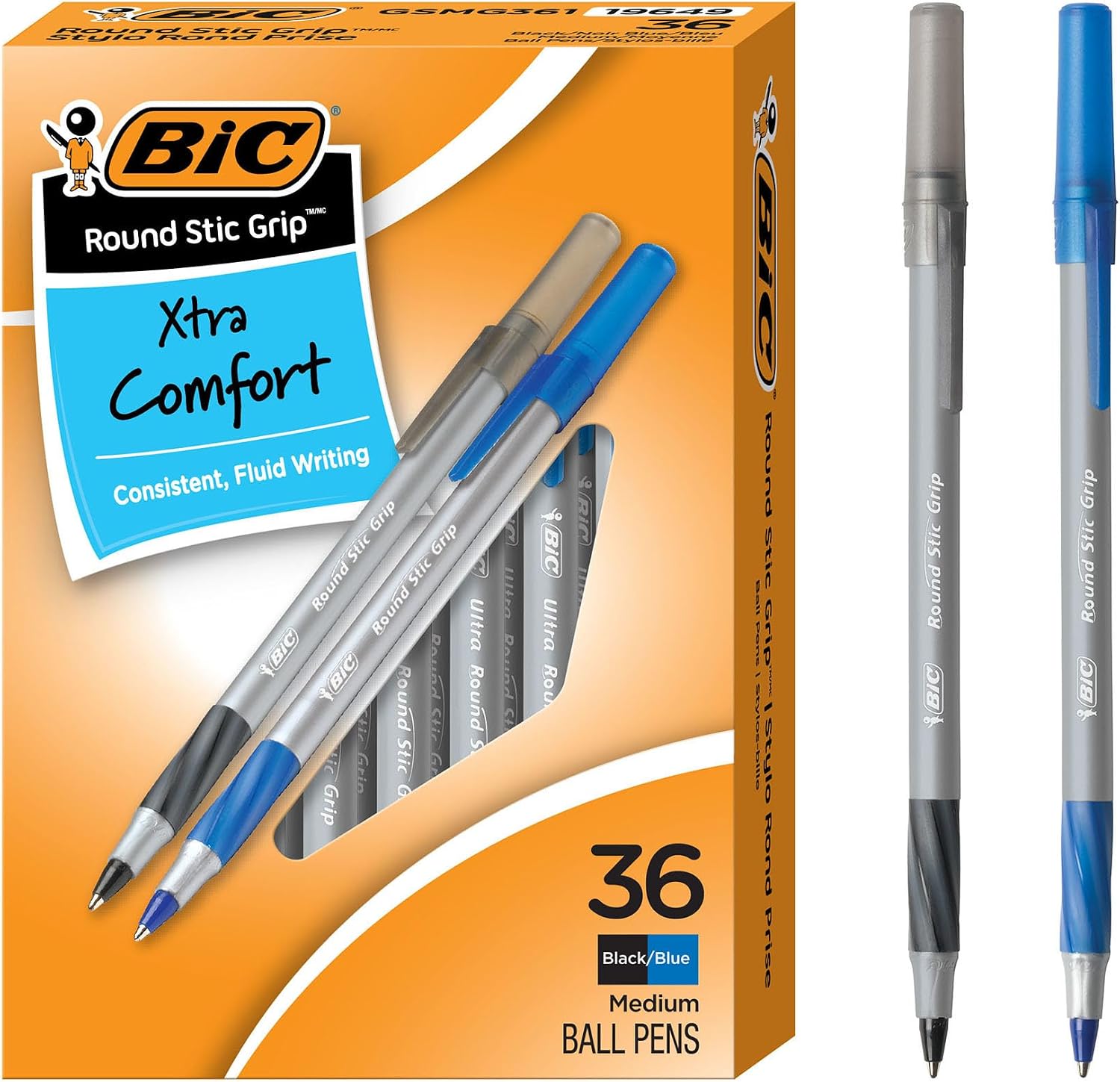 BIC Ballpoint Pen, Black and Blue Ink, 36-Count