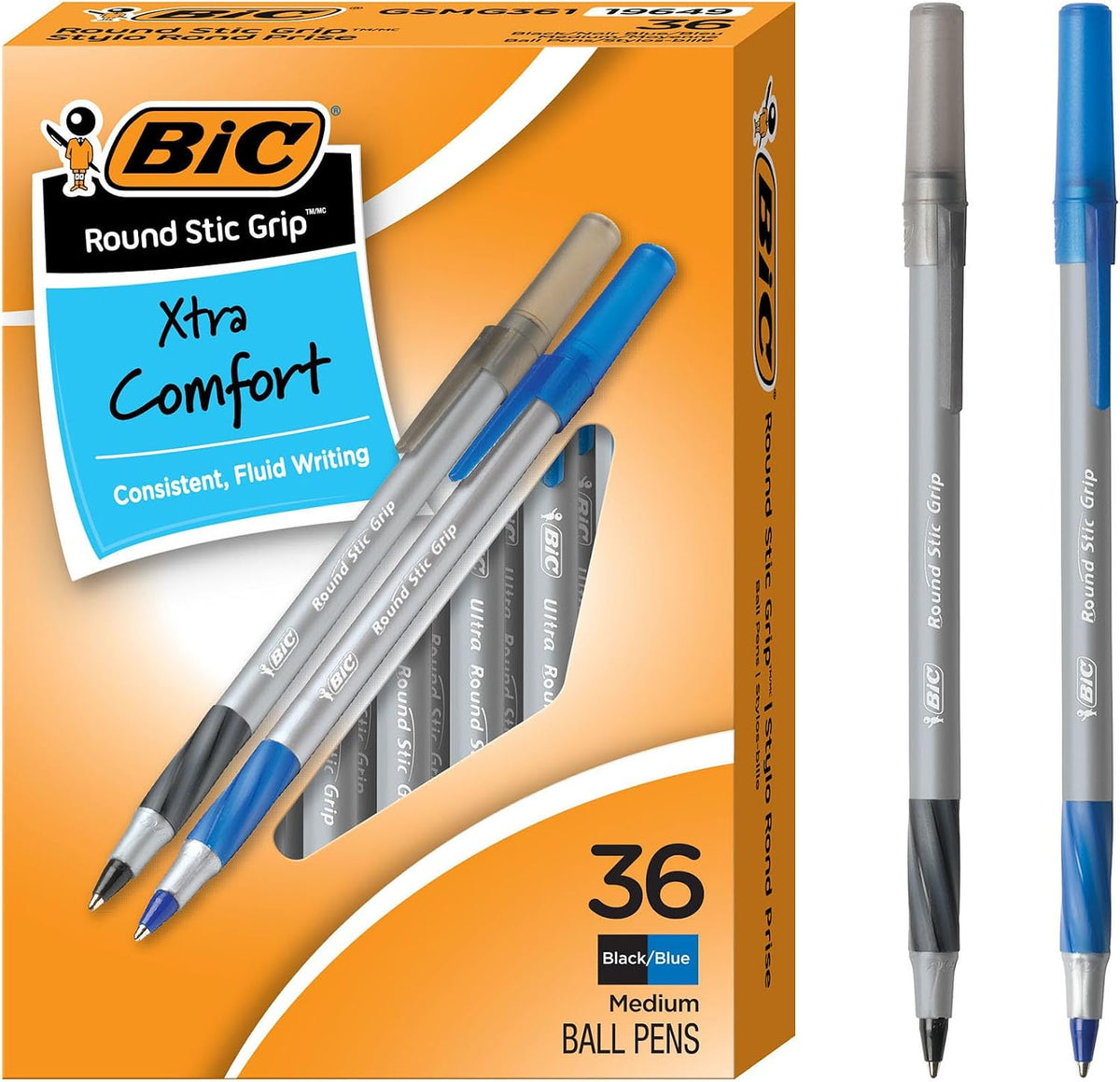 BIC Ballpoint Pen, Black and Blue Ink, 36-Count