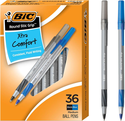 BIC Ballpoint Pen, Black and Blue Ink, 36-Count