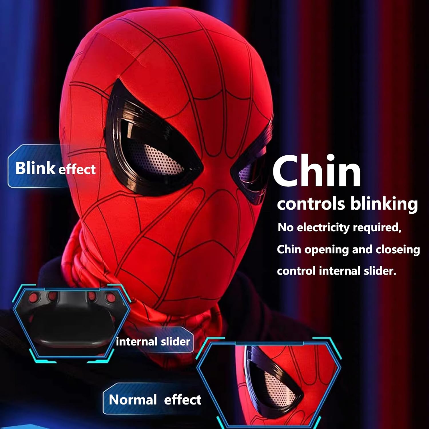 Spider Hero Mechanical Eyes Homecoming Mask - Super Hero Full Mask Moving Lenses Cosplay Wearable Prop