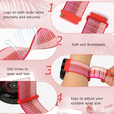18mm Nylon Sport Quick Release Watch Bands Compatible with Garmin Venu 4 41mm/3S 41mm/Venu 2S/Vivoactive 4S/Vivomove 3S/Active S/Forerunner 265S(42mm)/255S/Fossil Women's Gen 6 42mm/5E 42mm Women Men