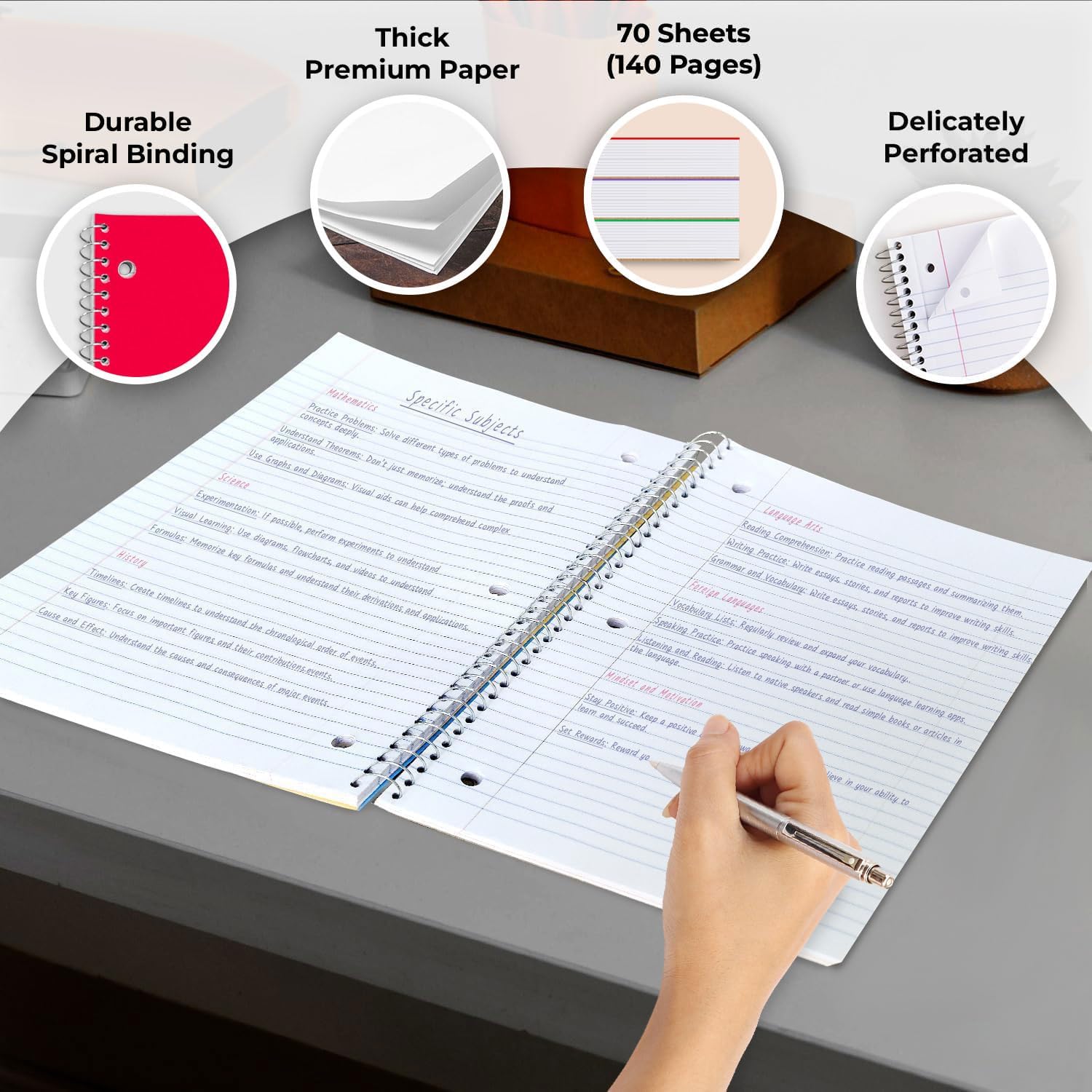 Rosmonde 2000 Packs 1 Subject Notebooks Bulk, Wide Ruled, 70 Sheets