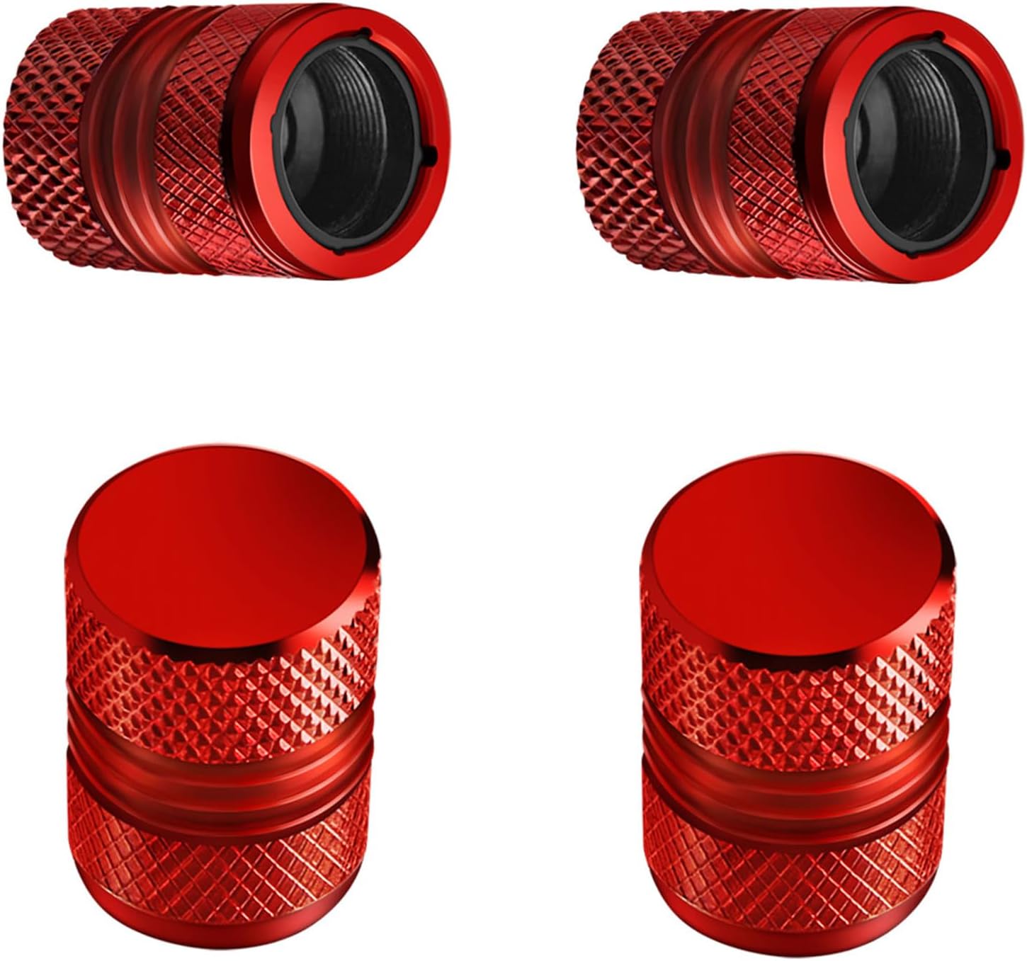 Tire Valve Stem Caps - 4 Pack Anti-Corrosion Premium Anodized Alloy Tyre Air Valve Caps Universal for Car SUV Bike Red
