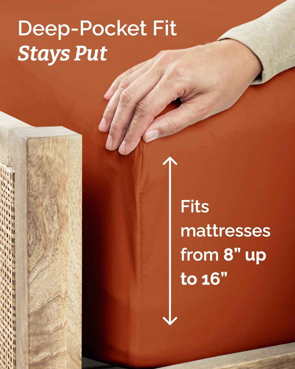 Twin Size 3 Piece Sheet Set - Breathable & Cooling Sheets - Terracotta