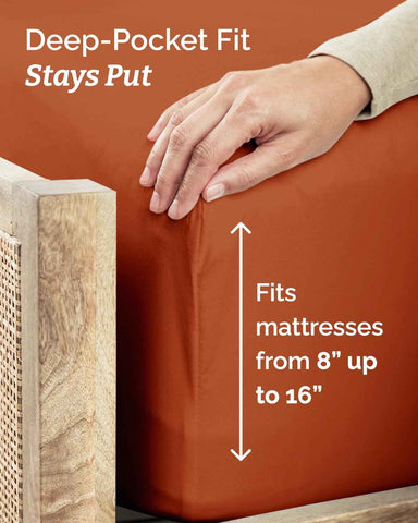 Twin Size 3 Piece Sheet Set - Breathable & Cooling Sheets - Terracotta