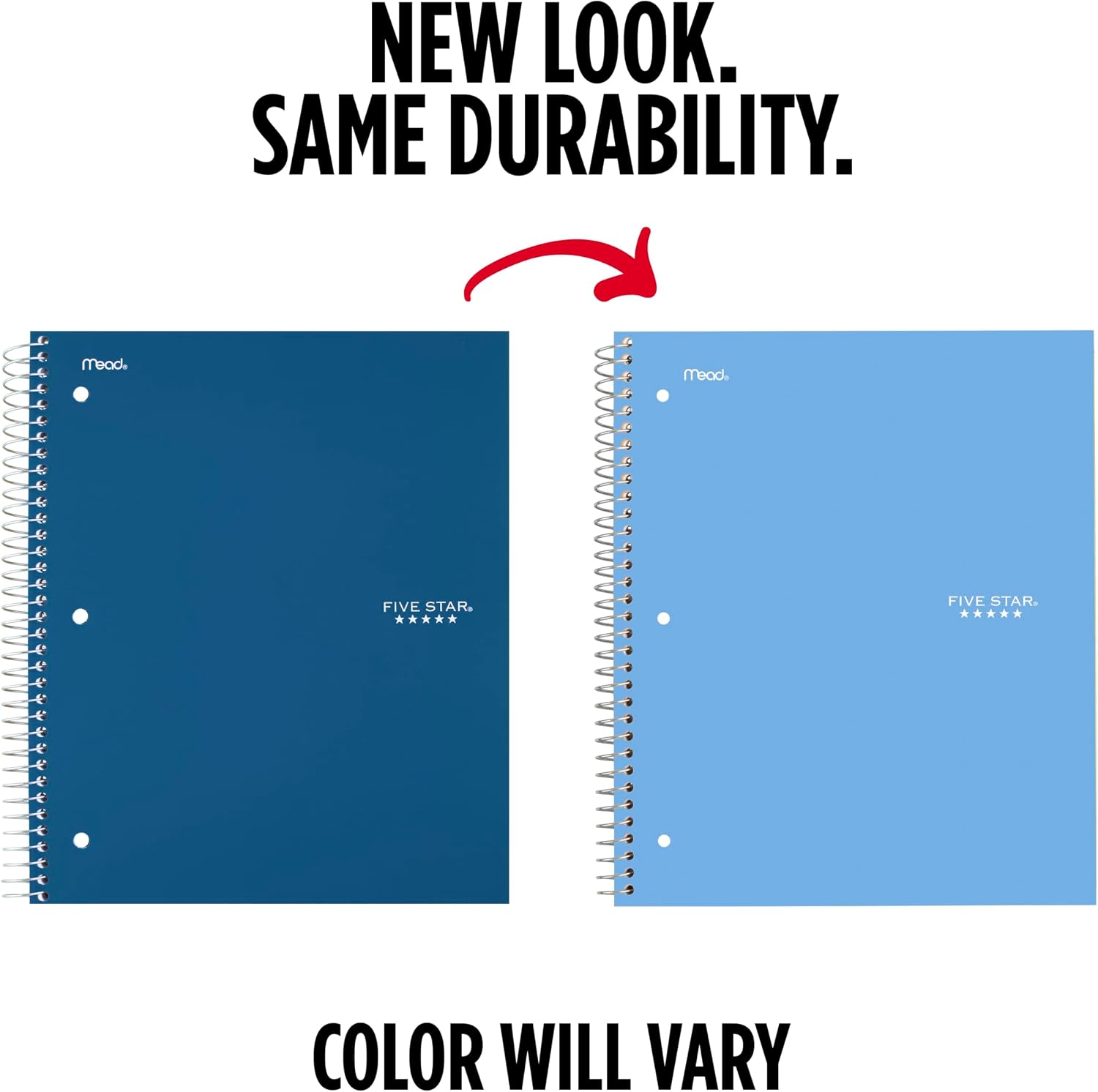 Five Star Spiral Notebook + Study App, 1 Subject, College Ruled Paper, 8.5" x 11", 100 Sheets, Blue (Color May Vary) (72565)