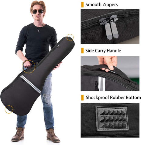 CAHAYA Electric Guitar Bag Gig Bag 6mm Padding Padded Backpack with Reflective Bands Soft Guitar Case Black CY0225