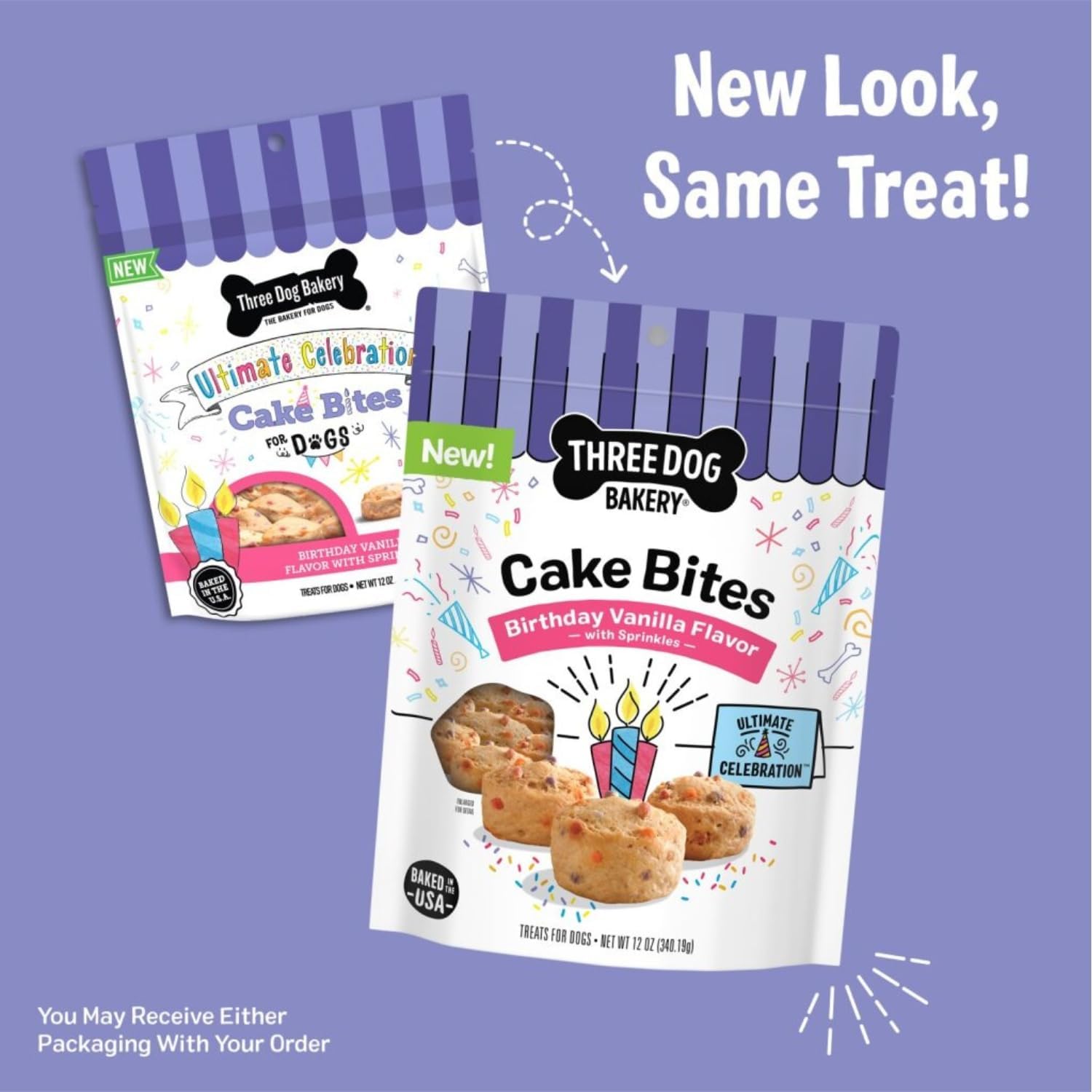 Three Dog Bakery Ultimate Celebration Cake Bites for Dogs - 12 oz Bag