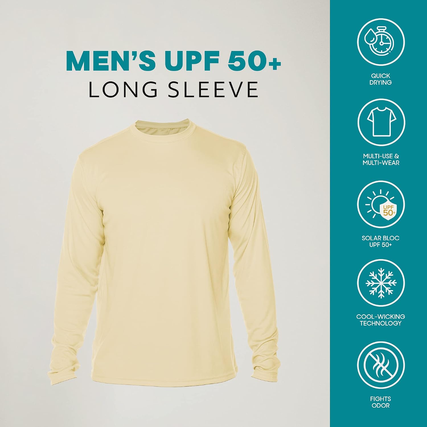 Vapor Apparel Men's Outdoor UPF 50+ Long Sleeve T-Shirt, UV Sun Protection for Fishing, Running, Hiking, Swimming