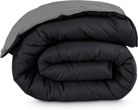 Bare Home Reversible Comforter (Queen Oversized, Black/Grey)