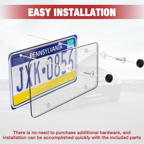 License Plate Protector 2 Pack, Clear License Plate Cover 12.08 * 6.02’’ Universal, Plate Cover for Car Plastics, Car Frame Cover Shield with Screws Transparent Spacers Screw Caps by XIOGZAXI