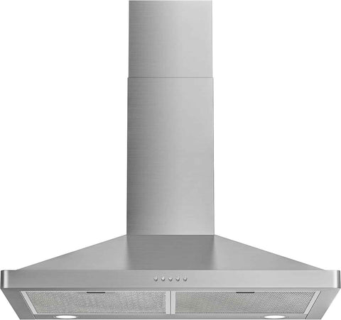 FIREGAS Wall Mount Range Hood 30 inch, 400 CFM Stainless Steel Stove Vent Hood with 3 Speed Exhaust Fan, Ducted/Ductless Convertible Duct kitchen hood, LED Lights, Push Button, Charcoal Filters