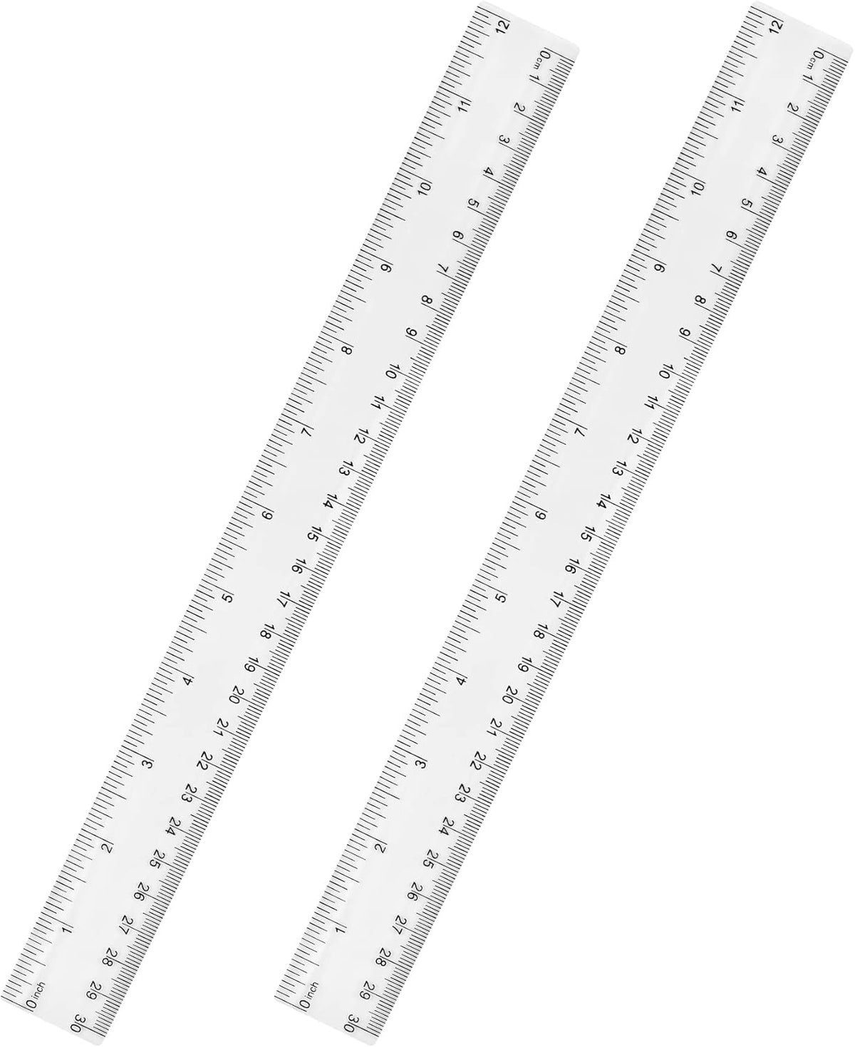 Unjoo Clear Plastic Ruler 12 Inch Straight Rulers, for School, Office, 2pcs