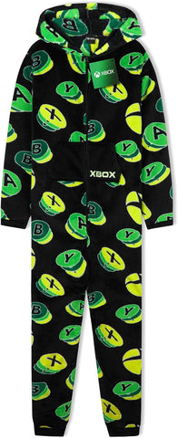 Xbox One Piece Pajamas for Boys, Teens, Fleece Jumpsuit, Pajama Set, Sleepwear PJs, Loungewear, Gamer Gifts for Boys