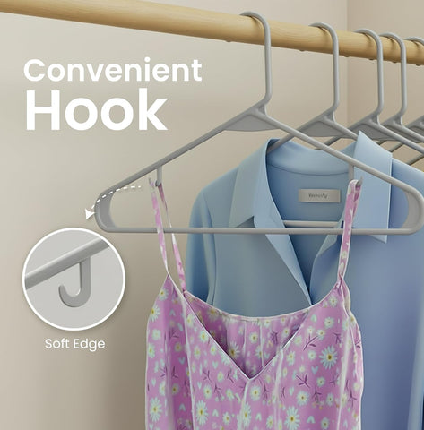 Utopia Home Plastic Hangers 20 Pack – Built-in Strap Hooks Grey