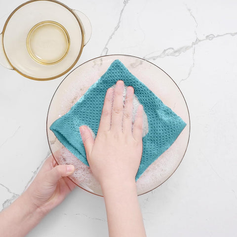 Homaxy 100% Cotton Waffle Weave Kitchen Dish Cloths 12-Pack, Lake Blue