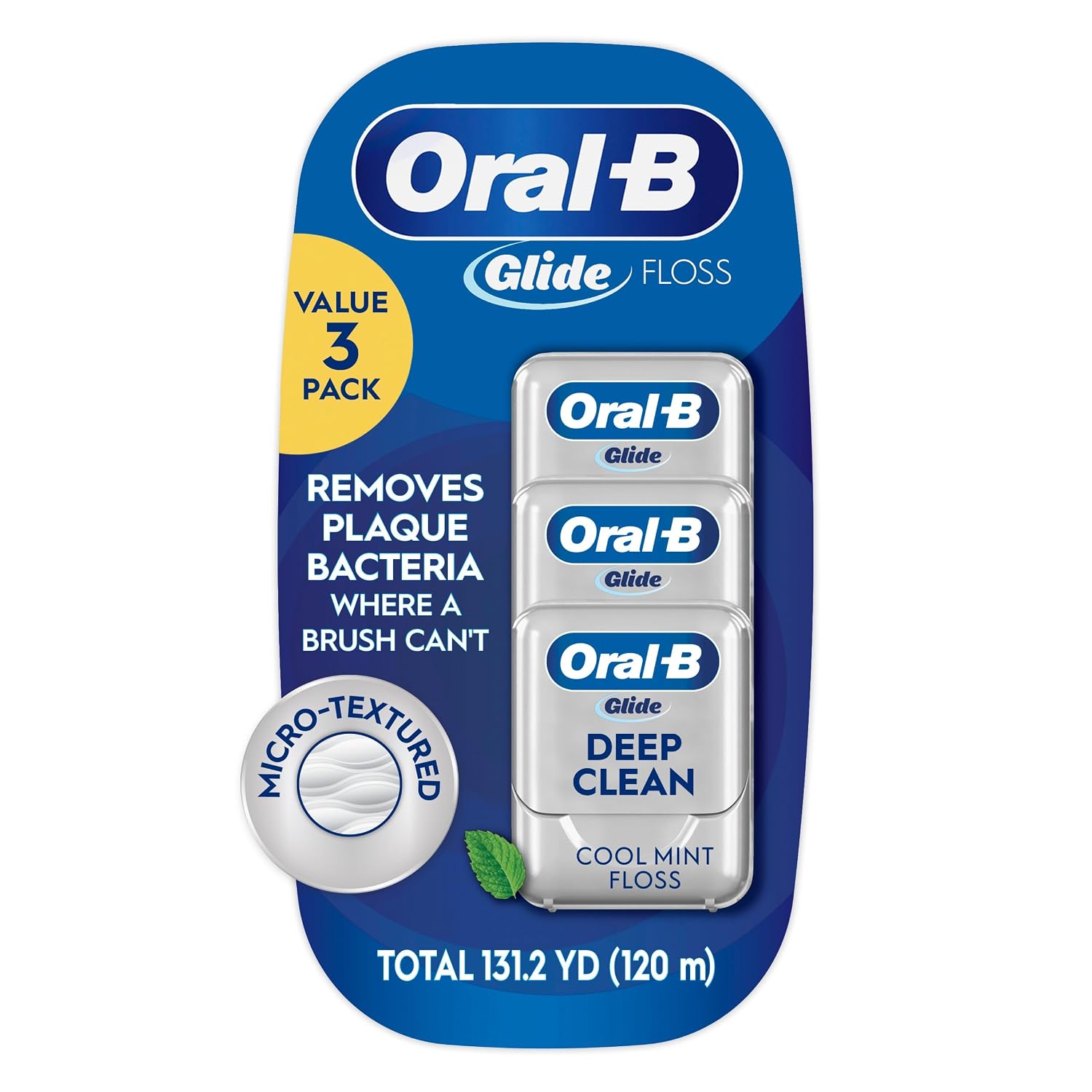 Oral-B Glide Deep Clean Cool Mint Dental Floss, Value 3 Pack (40m Each)