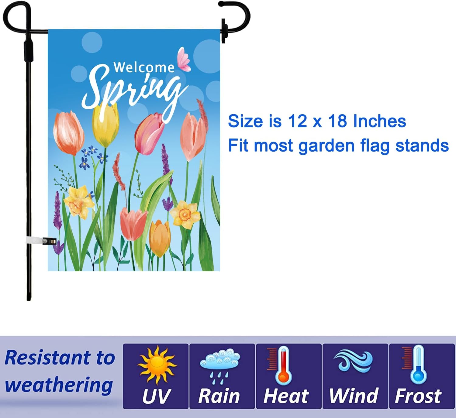 Seasonal Garden Flags Set of 12, Double Sided 12 x 18 Inch Yard Flags
