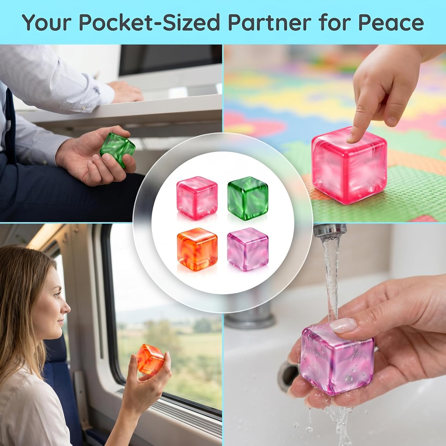 4pcs Mini Stress Cube Slow Rising Squishy Fidget Toys Stress Balls Adults