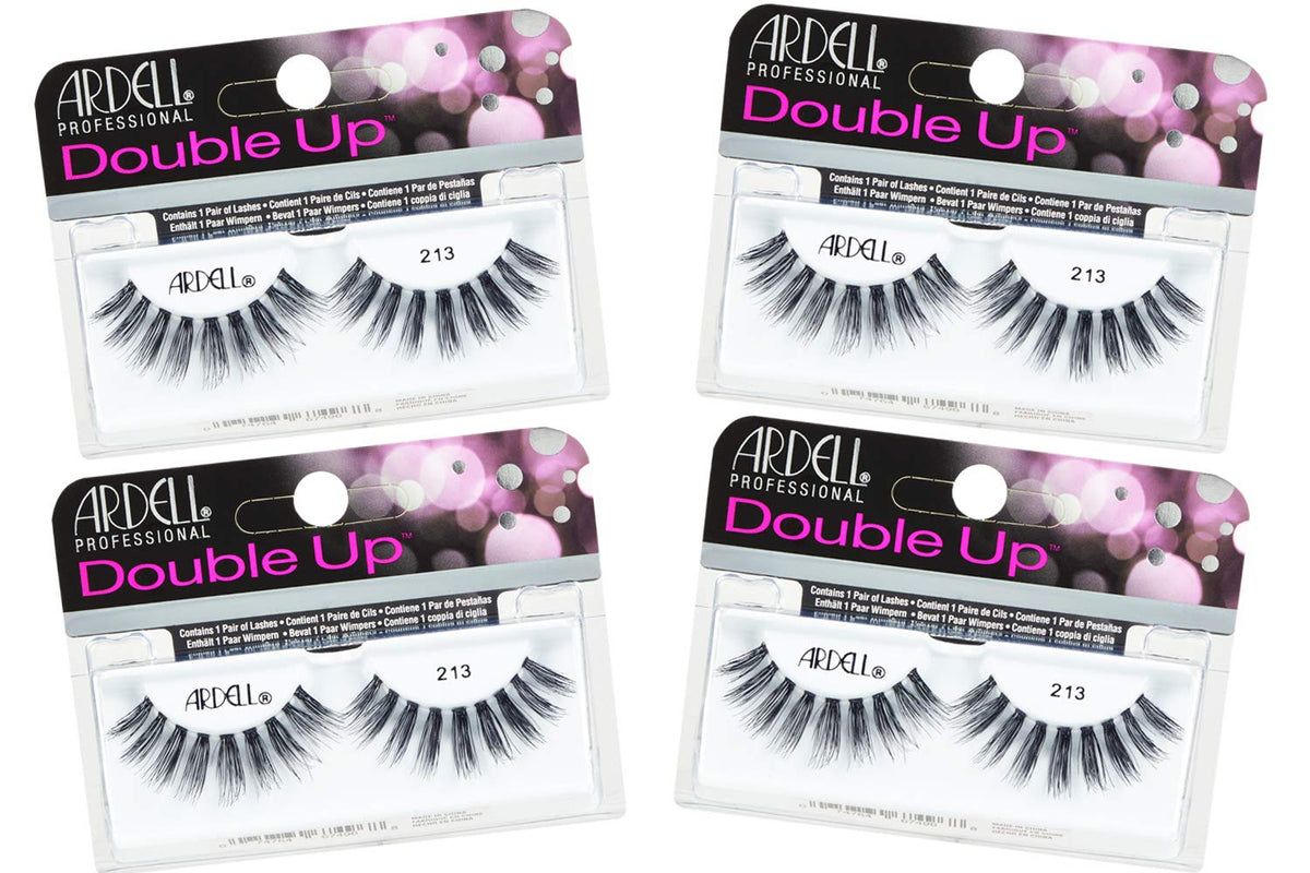 Ardell Double Up 213 False Eyelashes - Dramatic Volume, Reusable Strip Wispy Lashes for Bold Eye Look, 4 Pairs