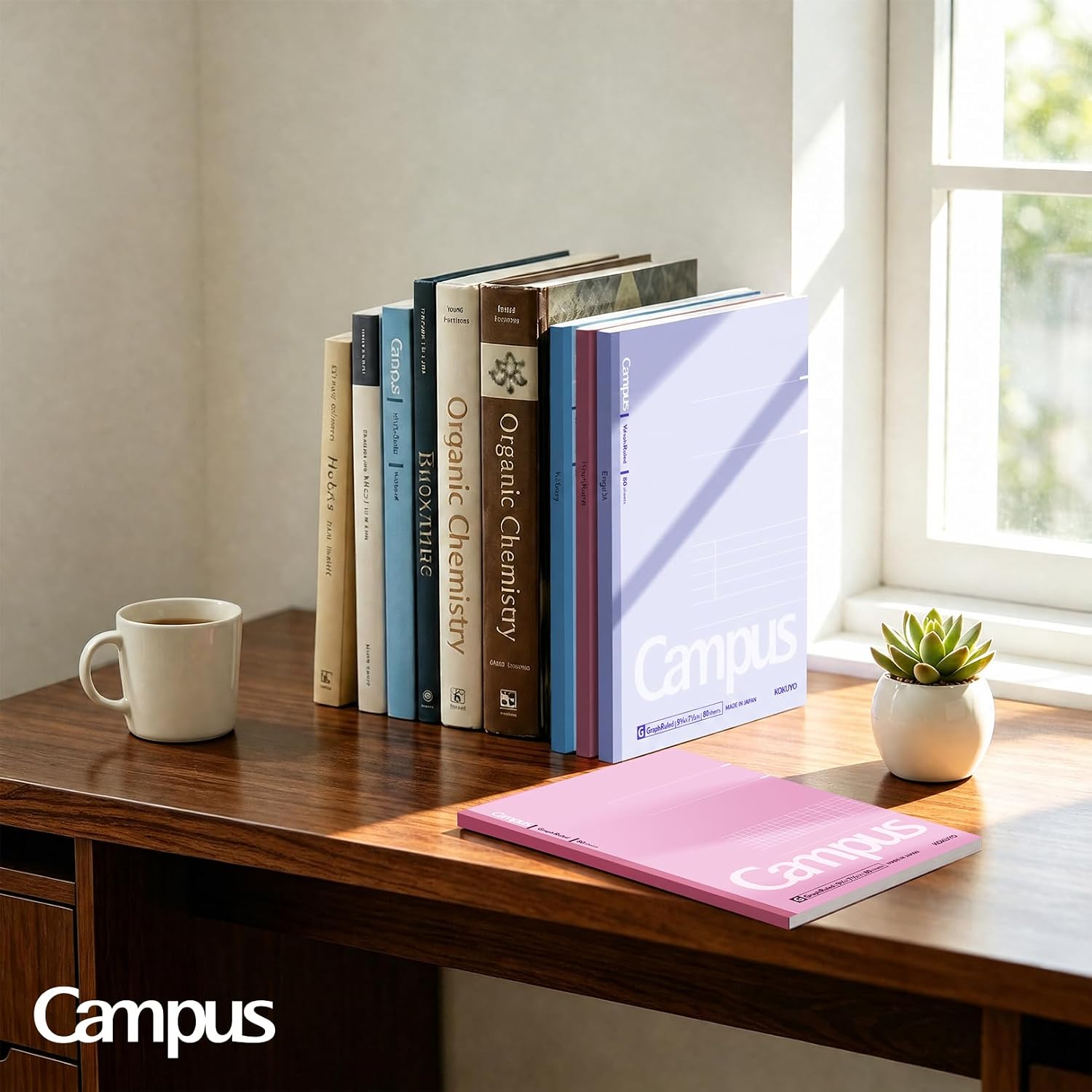 KOKUYO Composition Notebooks, 3 Pack Campus 9-3/4" x 7-1/2" Comp Book with College Ruled, 80 Sheets, Pink Blue Lavender School Lined Notebook Journal for Work Study Note Taking (WSG-NO-308CG1×3)