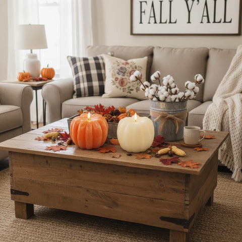 Fall Decorations for Home, Large Flameless Pumpkin Candle, Orange