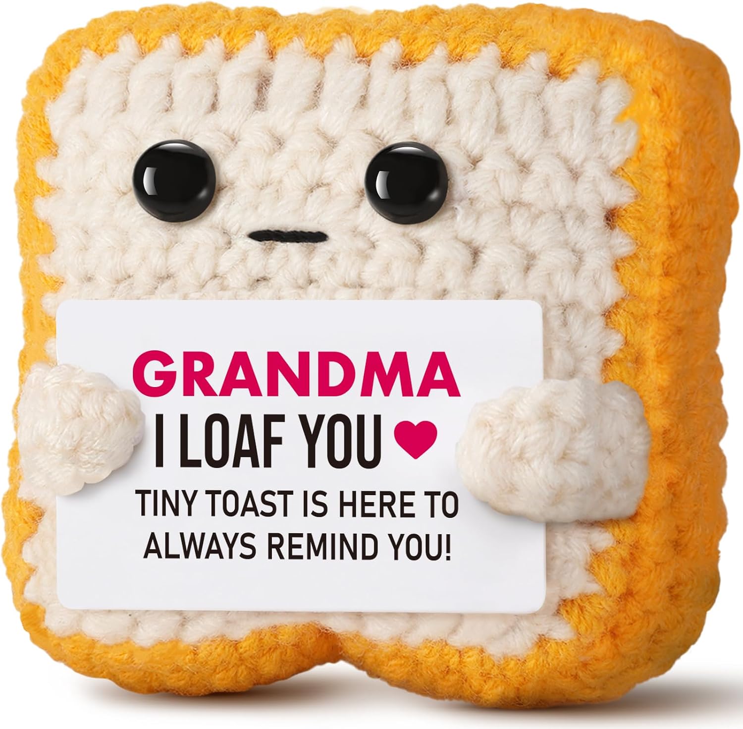 Gifts for Grandma from Granddaughter, Grandson - Funny "I Loaf You" Crochet Toast - Unique Mothers Day, Birthday, Christmas Gift for Grandma, Nana, Gigi - Cute Keepsake & Décor