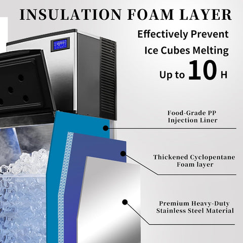 Commercial Ice Machine 1000 Lbs/24H, Industrial Ice Maker Machine with 640 Lbs Ice Storage, Vertical Ice Maker Machine, Air Cooled Stainless Steel Ice Cube Maker for Commercial and Home Use