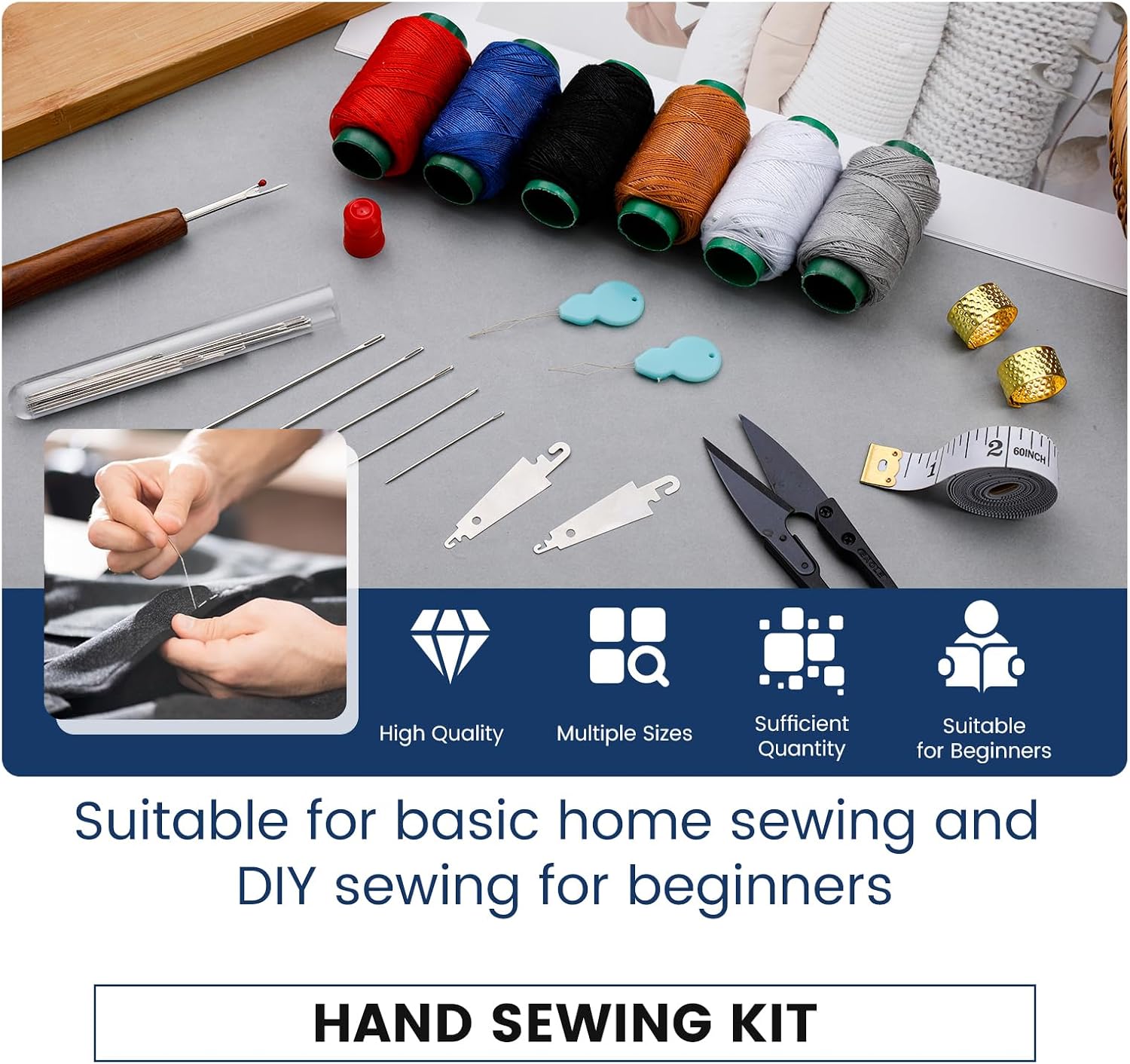 TLKKUE Sewing Kit for Adults, Steel Needles for Hand Sewing
