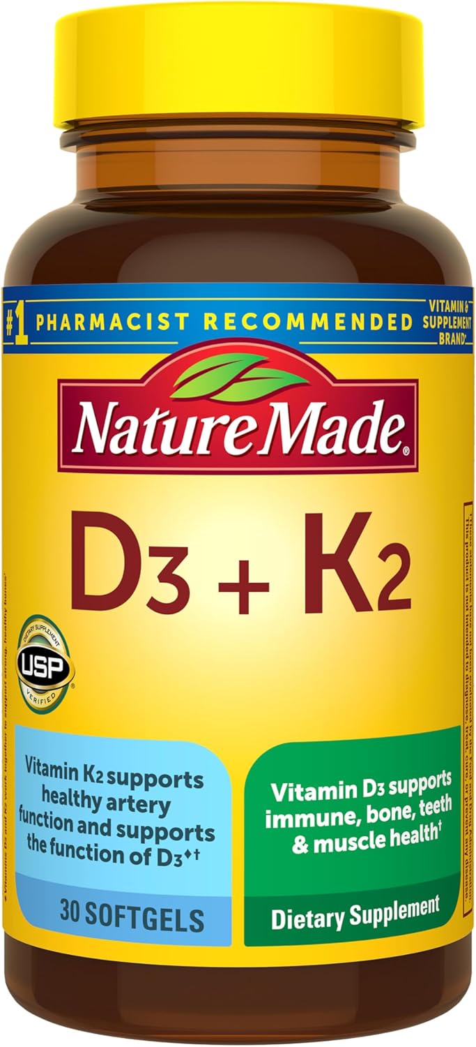 Nature Made Vitamin D3 K2 Supplement, 30 Softgels