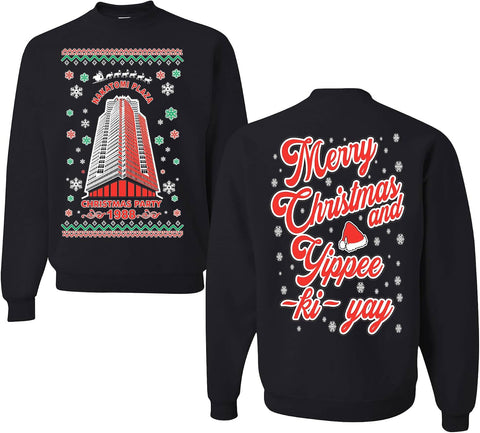wild custom apparel Nakatomi Plaza Christmas Party 1988 RED LOGO Ugly Christmas Sweater Crewneck Sweatshirt