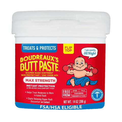 Boudreaux’s Butt Paste Maximum Strength Diaper Rash Cream, 14 Oz Jar