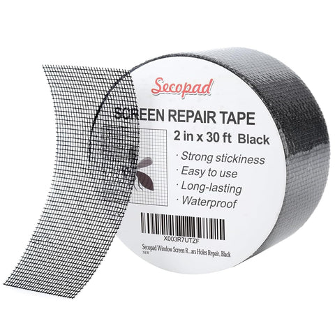 Secopad 2" x 360" (30FT) Screen Repair Tape, Screen Repair Kit, Black