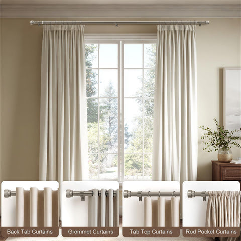 Lootkell 2 Pack Brushed Nickel Curtain Rods for Windows 72-144 Adjustable