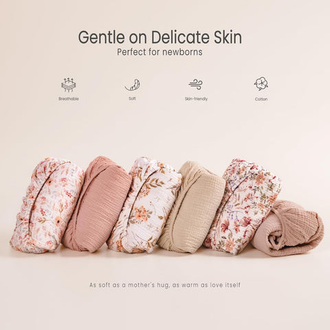 lulumoon Muslin Crib Sheets for Baby: Snug Fitted for 52x28 Crib Mattress