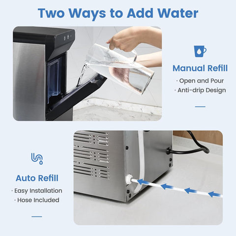 Gevi V2.0 Nugget Ice Maker with Viewing Window,Silver